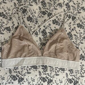 PINK Victoria's Secret Striped Bralette - Rose gold and White